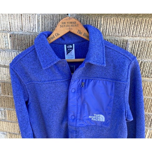 NEW The‎ North Face Boys XL Sweater Fleece Button Cave Blue Heather Zip Pocket - Picture 1 of 6